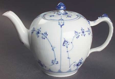 Blue Fluted Plain (No Trim) Small Teapot & Lid