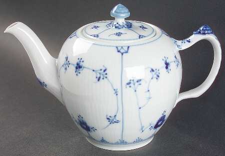 Blue Fluted Plain (No Trim) Mini Teapot & Lid