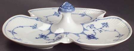 Blue Fluted Plain (No Trim) 3-Part Relish