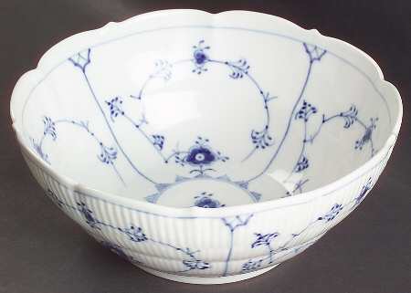 Blue Fluted Plain (No Trim) 8" Salad Serving Bowl