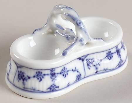 Blue Fluted Plain (No Trim) Double Salt Dip