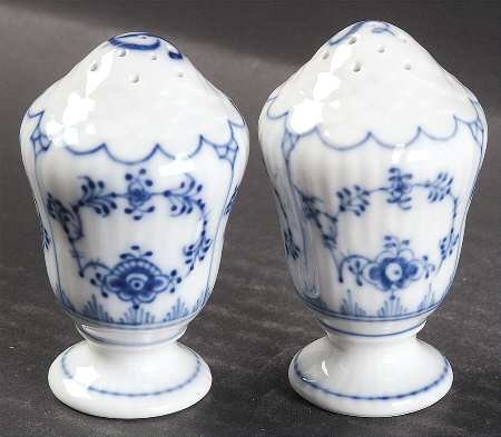 Blue Fluted Plain (No Trim) Salt & Pepper Set
