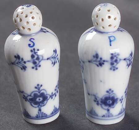 Blue Fluted Plain (No Trim) Individual Salt & Pepper Set
