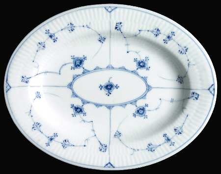 Blue Fluted Plain (No Trim) 10" Oval Serving Platter