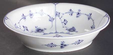Blue Fluted Plain (No Trim) 8" Oval Vegetable Bowl