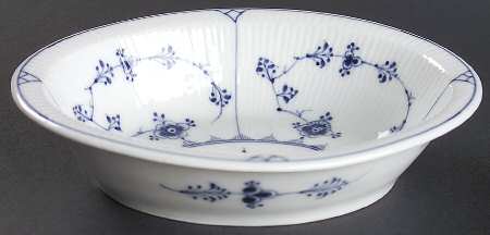 Blue Fluted Plain (No Trim) 8" Oval Vegetable Bowl
