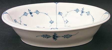 Blue Fluted Plain (No Trim) 9" Oval Vegetable Bowl
