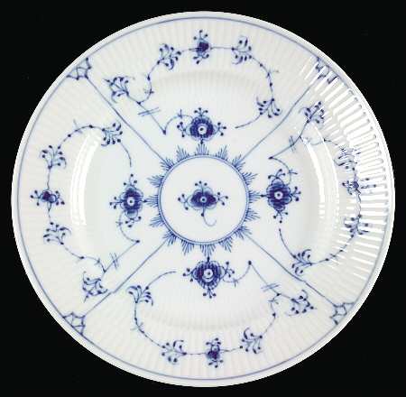 Blue Fluted Plain (No Trim) Luncheon Plate
