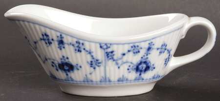 Blue Fluted Plain (No Trim) Individual Gravy Boat