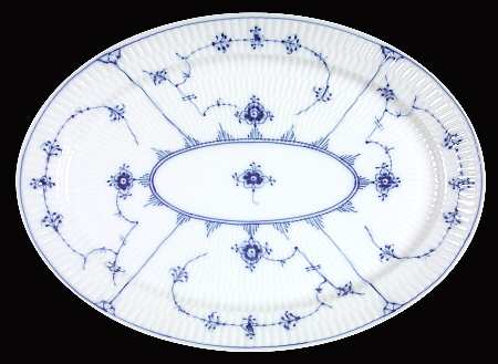Blue Fluted Plain (No Trim) 11" Oval Steak Platter