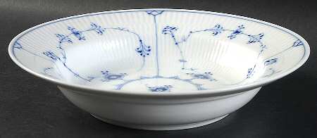 Blue Fluted Plain (No Trim) Large Rim Soup Bowl