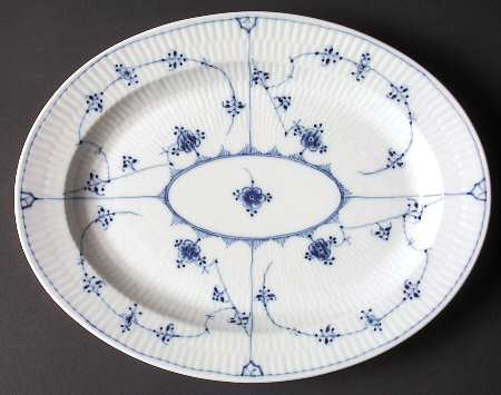 Blue Fluted Plain (No Trim) 11" Oval Serving Platter