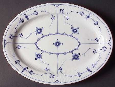 Blue Fluted Plain (No Trim) 13" Oval Serving Platter