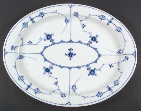 Blue Fluted Plain (No Trim) 18" Oval Serving Platter