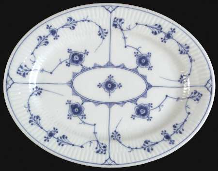 Blue Fluted Plain (No Trim) 10" Oval Serving Platter