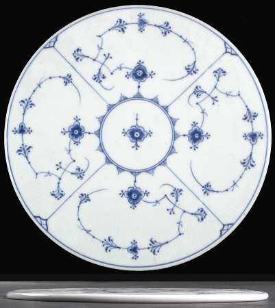 Blue Fluted Plain (No Trim) Large Cake Plate