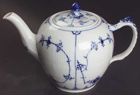 Blue Fluted Plain (No Trim) Small Teapot & Lid