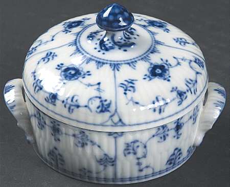 Blue Fluted Plain (No Trim) Small Butter Box & Lid
