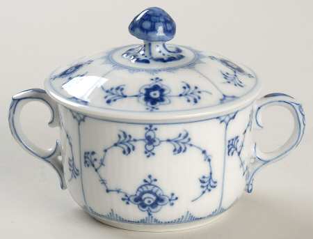 Blue Fluted Plain (No Trim) Bouillon Soup W/Lid