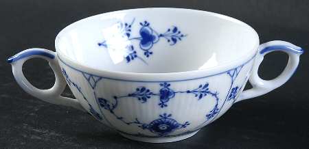 Blue Fluted Plain (No Trim) Flat Bouillon Cup