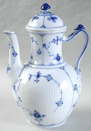 Blue Fluted Plain (No Trim) Coffee Pot & Lid