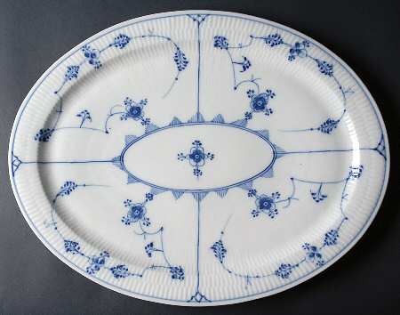 Blue Fluted Plain (No Trim) 18" Oval Serving Platter