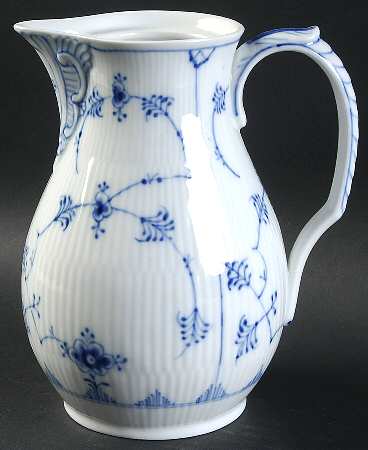 Blue Fluted Plain (No Trim) Chocolate Pot No Lid