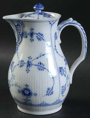 Blue Fluted Plain (No Trim) Individual Chocolate Pot & Lid
