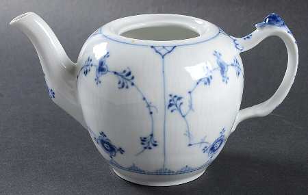 Blue Fluted Plain (No Trim) Mini Teapot No Lid