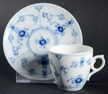 Blue Fluted Plain (No Trim) Flat Demitasse Cup & Saucer Set