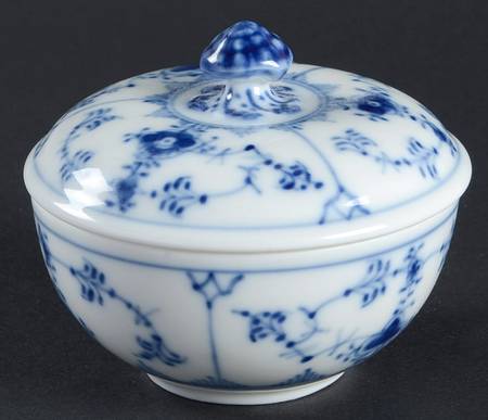 Blue Fluted Plain (No Trim) Individual Sugar Bowl & Lid