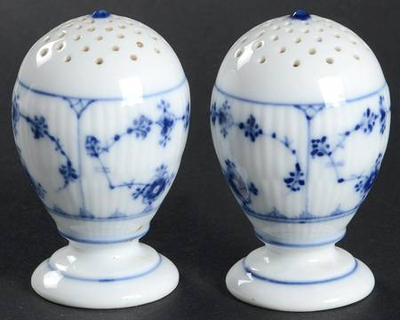 Blue Fluted Plain (No Trim) Salt & Pepper Set