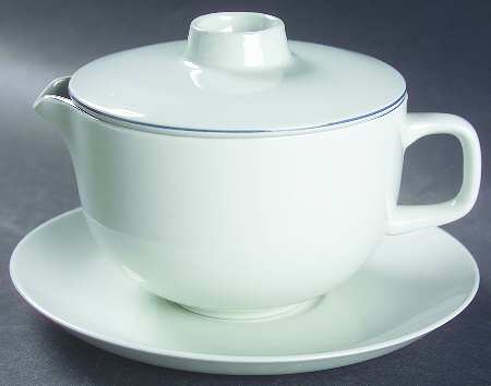 Blue Line Sauce Boat & Lid with Underplate