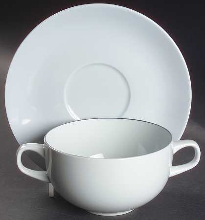 Blue Line Flat Cream Soup Bowl & Saucer Set