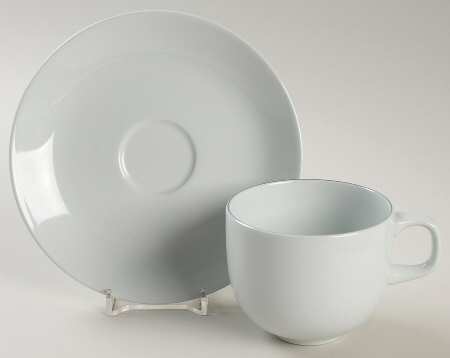 Blue Line Flat Demitasse Cup & Saucer Set