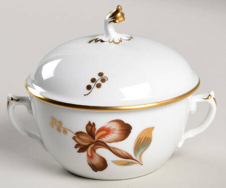 Brown Iris Sugar Bowl & Lid