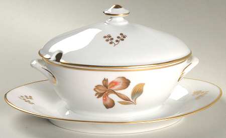 Brown Iris Sauce Boat & Lid