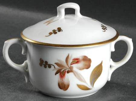Brown Iris Cream Soup Bowl & Lid Set