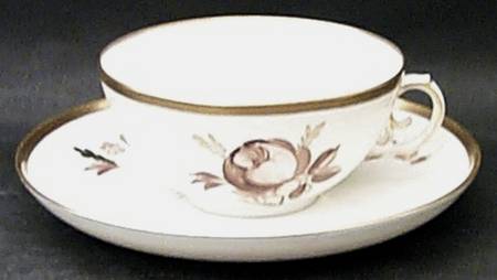 Brown Rose Flat Cup & Saucer Set