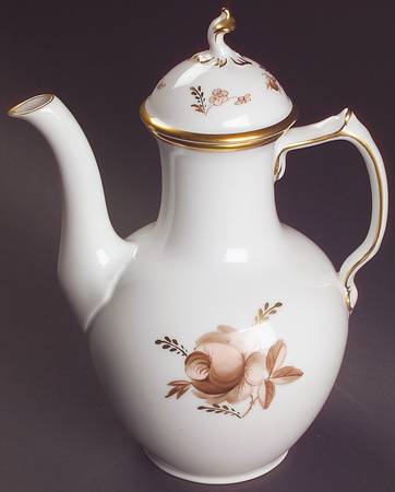 Brown Rose Coffee Pot & Lid
