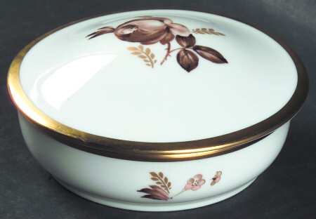 Brown Rose Round Box & Lid