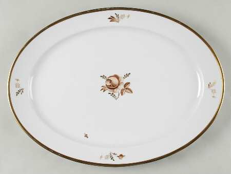 Brown Rose 16" Oval Serving Platter