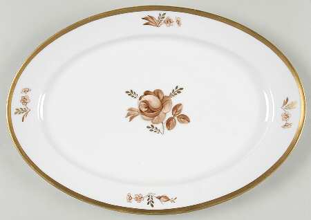 Brown Rose 11" Oval Serving Platter
