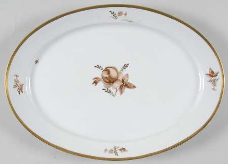Brown Rose 14" Oval Serving Platter