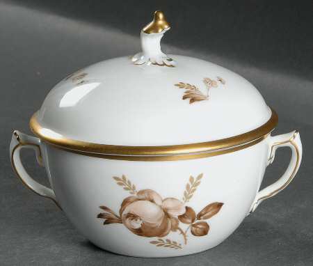 Brown Rose Sugar Bowl & Lid