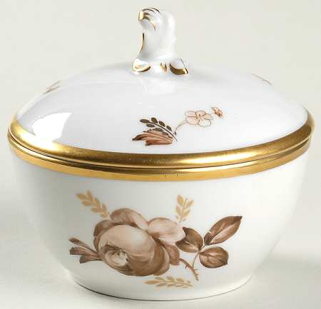 Brown Rose Mini Sugar Bowl & Lid