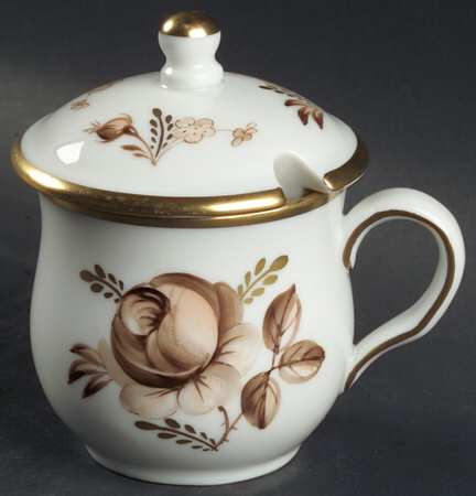 Brown Rose Mustard Jar & Lid