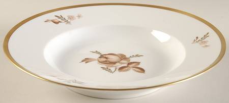 Brown Rose Rim Soup Bowl