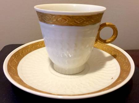 Fan Service Gold Footed Demitasse Cup & Saucer Set