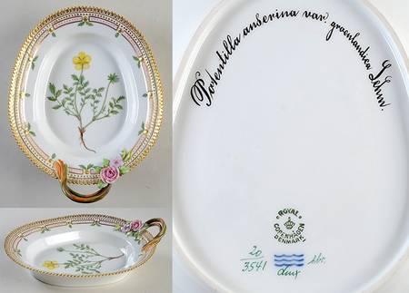Flora Danica (1961 To Current) 9" Oval Handled Pickle/Accent-Potentilla anserina